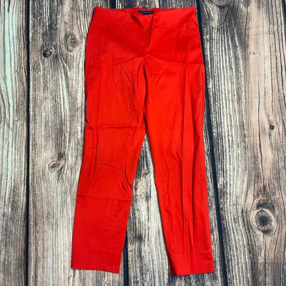 Brooks‎ Brothers Women's Red Cropped Pants Size 6 Casual Straight Leg